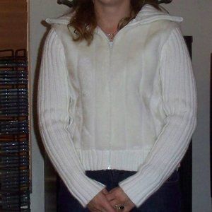 Cream-colored Fuzzy Front Sweater Size Small